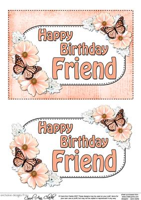 5x7 Birthday Friend Flowers & Butterflies 3D Decoupage
