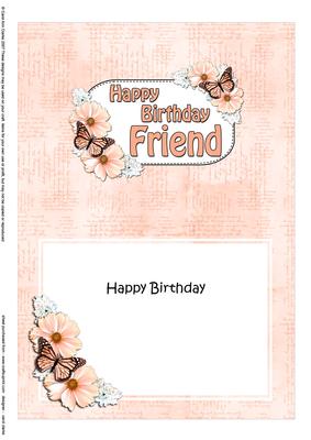 5x7 Birthday Friend Flowers & Butterflies Matching Insert
