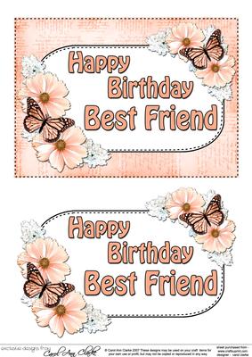 5x7 Birthday Best Friend Flowers & Butterflies 3D Decoupage