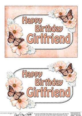 5x7 Birthday Girlfriend Flowers & Butterflies 3D Decoupage