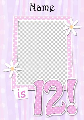 12th Birthday Stripes & Flowers Photo Upload Card