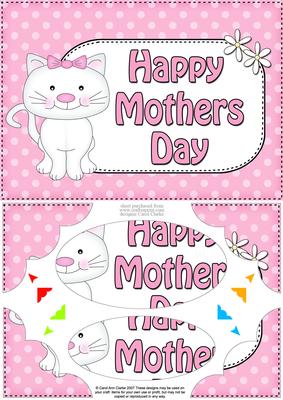 A5 Cute Cat Mothers Day Dots Scallop Corners & Pyramage