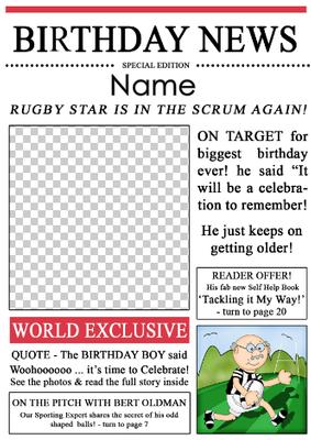 Rugby News Birthday Photo Upload Card