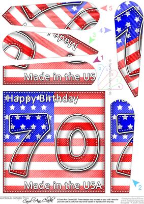 Flying the Flag Usa 70th Birthday Fan Pyramage Topper