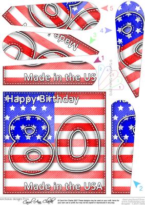Flying the Flag Usa 80th Birthday Fan Pyramage Topper