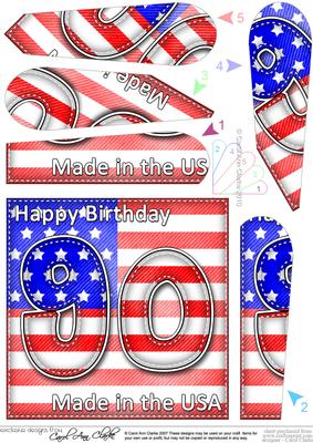 Flying the Flag Usa 90th Birthday Fan Pyramage Topper
