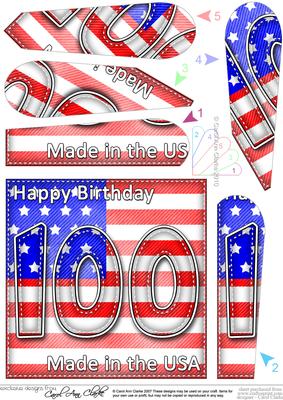 Flying the Flag Usa 100th Birthday Fan Pyramage Topper
