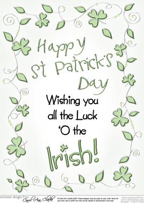 A4 St Patrick's Day Greeting in Shamrock Frame