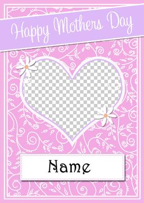 Mothers Day Heart & Swirls Photo Upload Card