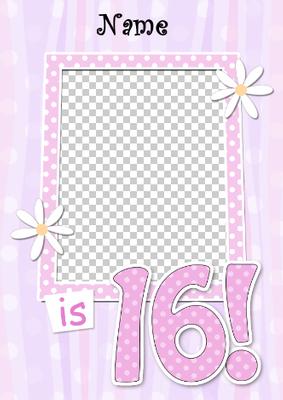 16th Birthday Stripes & Flowers Photo Upload Card