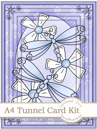 A4 Dreamy Dragonflies in Blue Tunnel Card Kit