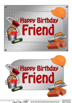 5x7 Birthday Friend Handyman Tools 3D Decoupage
