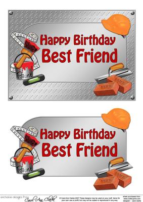 5x7 Birthday Best Friend Handyman Tools 3D Decoupage