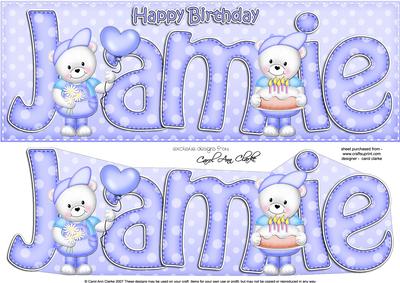 Large Dl Birthday Jamie Teddies Quick Card N 3D Decoupage