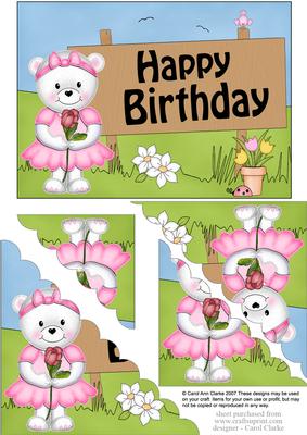 5x7 Teddy Tess Birthday Scallop Corner