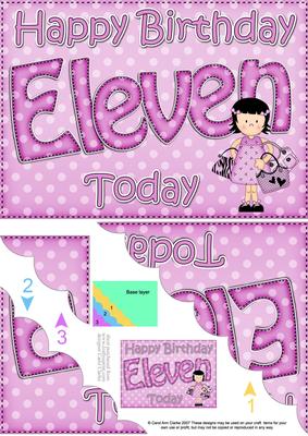 5x7 11th Birthday Girlz Suzi Scallop Corner