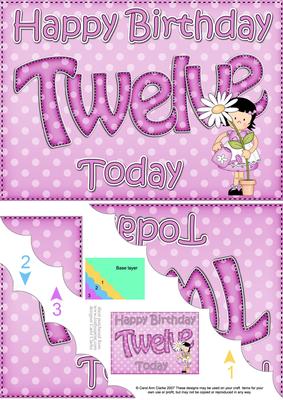5x7 12th Birthday Girlz Suzi Scallop Corner