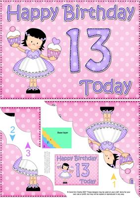 5x7 13th Birthday Girlz Suzi Scallop Corner