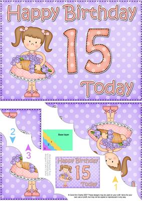 5x7 15th Birthday Girlz Liz Scallop Corner