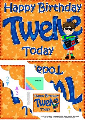 5x7 12th Birthday Boyz Jaz Scallop Corner