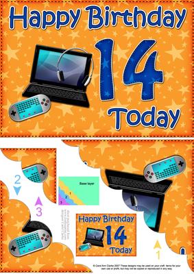 5x7 14th Birthday Gadgets & Gizmos Scallop Corner