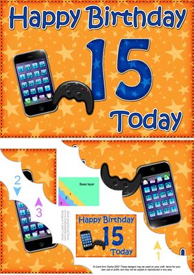 5x7 15th Birthday Gadgets & Gizmos Scallop Corner