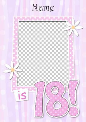 18th Birthday Stripes & Flowers Photo Upload Card