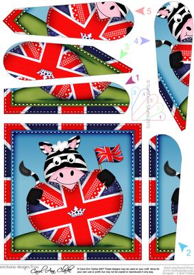 Debra Zebra Jack Flag Heart Fan Pyramage Topper
