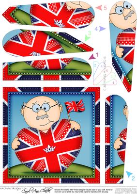 Old Man Bert Union Jack Flag Heart Fan Pyramage Topper