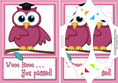 A5 Wise Owl Congrats Felties Scallop Corners N Pyramage