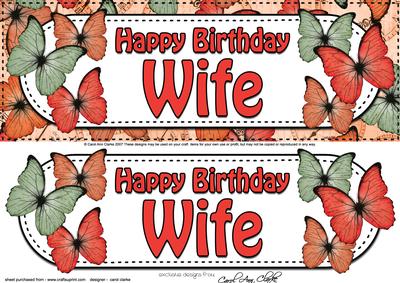 Large Dl Birthday Wife Butterflies 3D Decoupage
