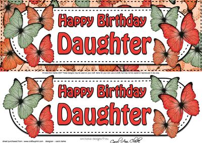 Large Dl Birthday Daughter Butterflies 3D Decoupage