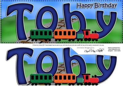 Large Dl Birthday Toby Toy Train Quick Card N 3D Decoupage