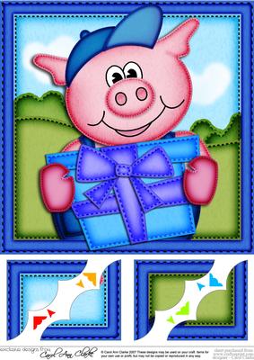8 x 8 Ziggy Piggy's Present Scalloped Corner Topper
