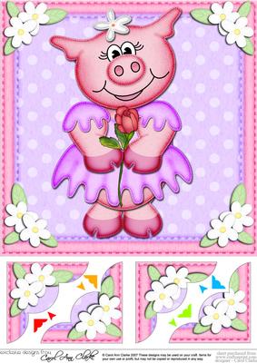 8 x 8 Zoe Piggy's Rose Scalloped Corner Topper