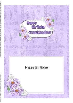 5x7 Birthday Granddaughter Daisies Matching Insert