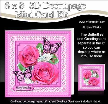 8 x 8 Flowers Butterflies & Lace 3D Decoupage Mini Kit