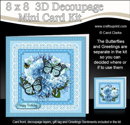 8 x 8 Flowers Butterflies & Lace 3D Decoupage Mini Kit