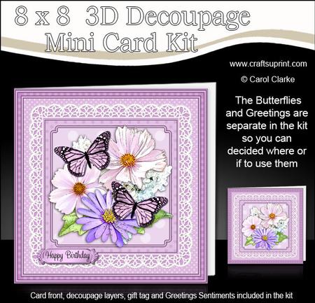 8 x 8 Flowers Butterflies & Lace 3D Decoupage Mini Kit