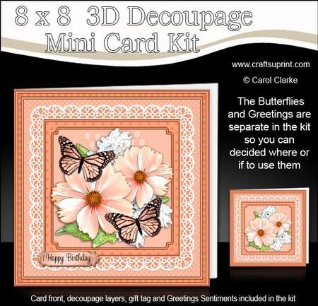 8 x 8 Flowers Butterflies & Lace 3D Decoupage Mini Kit