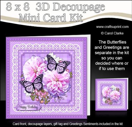 8 x 8 Flowers Butterflies & Lace 3D Decoupage Mini Kit