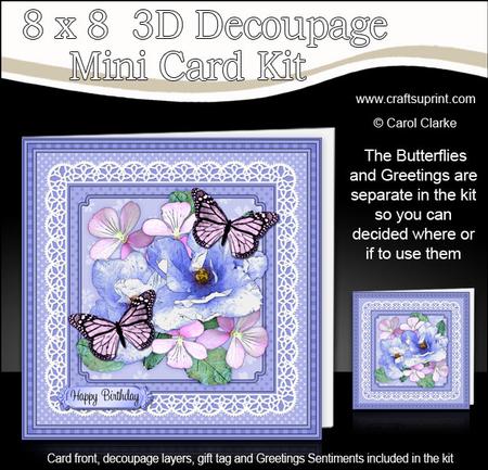 8 x 8 Flowers Butterflies & Lace 3D Decoupage Mini Kit