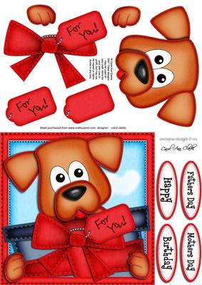 Rusty Dog's Present Quick Card & 3D Decoupage