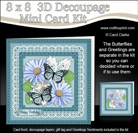 8 x 8 Flowers Butterflies & Lace 3D Decoupage Mini Kit