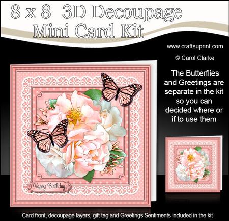 8 x 8 Flowers Butterflies & Lace 3D Decoupage Mini Kit