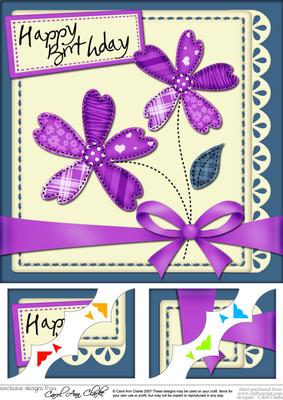8 x 8 Birthday Flowers N Lace Corner Topper