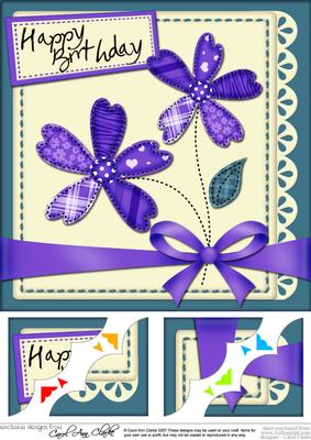 8 x 8 Birthday Flowers N Lace Corner Topper