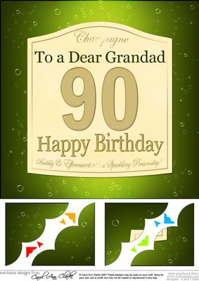 8 x 8 90th Birthday Grandad Beer Label Scalloped Corner
