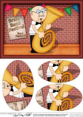 A5 Old Man Bert Plays the Tuba Oval Pyramage Topper