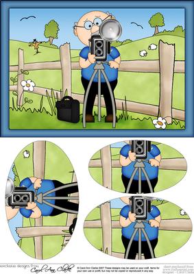A5 Old Man Bert the Photographer Oval Pyramage Topper